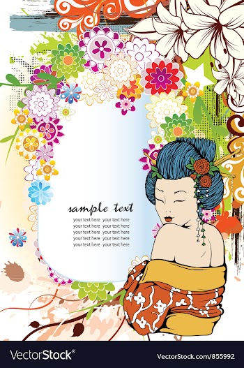Japanese grunge floral background vector image
