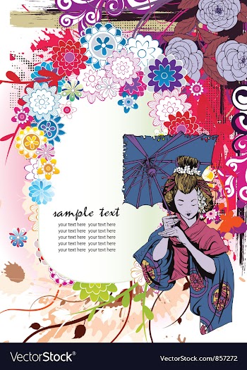 Japanese grunge floral background vector image