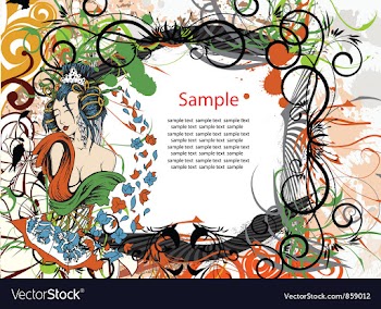 Japanese grunge floral background vector image