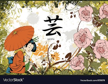 Japanese grunge floral background vector image