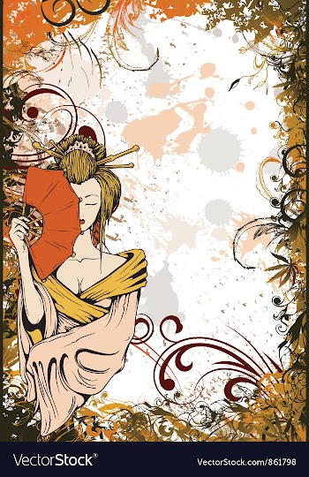Japanese grunge floral background vector image