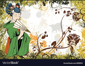 Japanese grunge floral background vector image