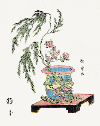 Japanese ikebana, willow and peonies | Free Photo Illustration - rawpixel