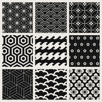 Japanese-inspired pattern vector set