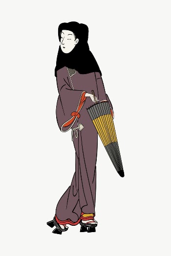 Japanese kimono woman clipart, illustration | Free Vector - rawpixel
