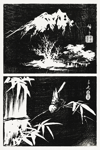 Japanese lithograph landscape (1849-1850) vintage | Free Photo Illustration - rawpixel