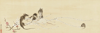 Japanese mice on rice cake | Free Photo Illustration - rawpixel