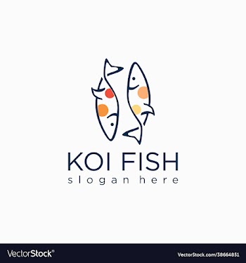 japanese minimalist koi fish logo line art outline