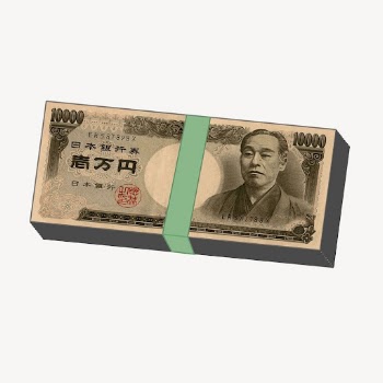 Japanese money wad sticker, Yen | Free PSD - rawpixel