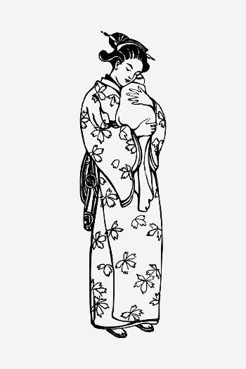 Japanese mother drawing, illustration psd. | Free PSD - rawpixel