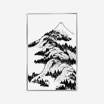 Japanese mountain artwork collage element, | Free PSD Illustration - rawpixel