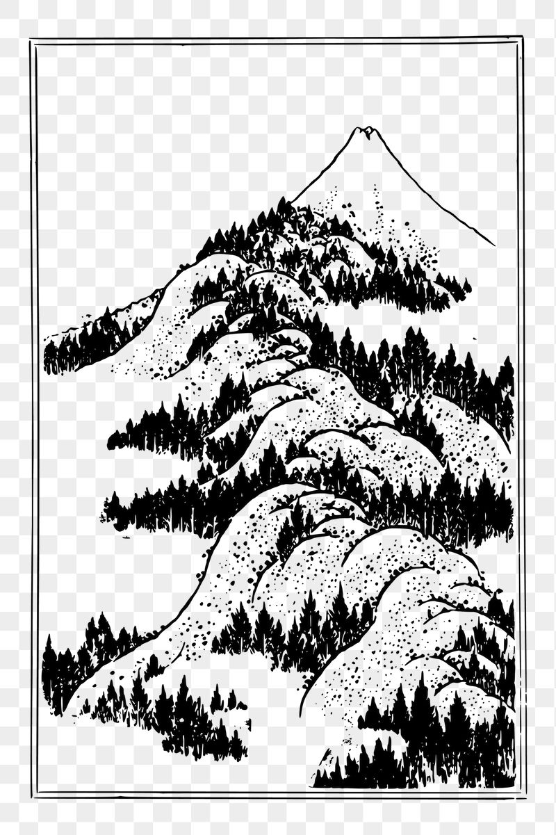 Japanese mountain png sticker nature | Free PNG - rawpixel