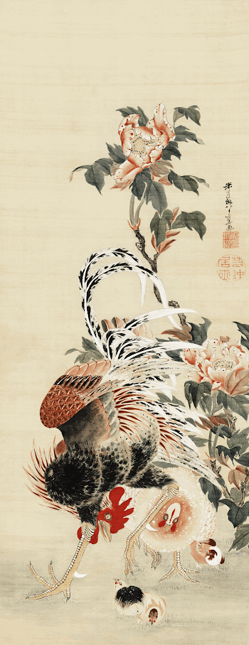 Japanese rooster and family (1797) | Free Photo Illustration - rawpixel