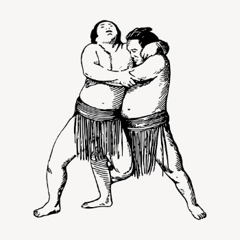 Japanese sumo wrestlers clipart, vintage | Free Vector - rawpixel