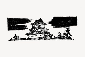 Japanese temple drawing, vintage architecture | Free Vector - rawpixel