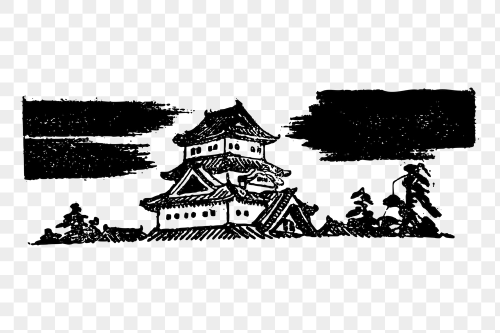 Japanese temple png sticker, vintage | Free PNG - rawpixel