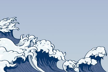 Japanese wave doodle Free Vector