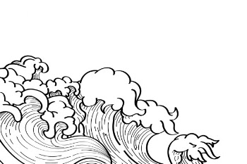 Japanese wave doodle Free Vector