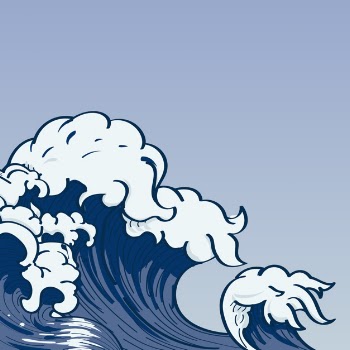 Japanese wave doodle Free Vector