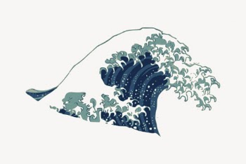 Japanese wave sticker, vintage illustration | Free Vector - rawpixel