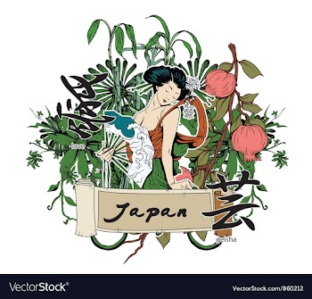 Japanese with geisha vector image