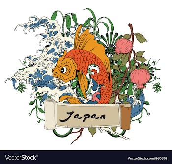 Japanese with koi fish vector image