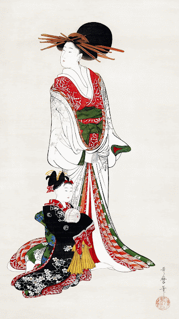 Japanese woman (1805) vintage painting | Free Photo Illustration - rawpixel