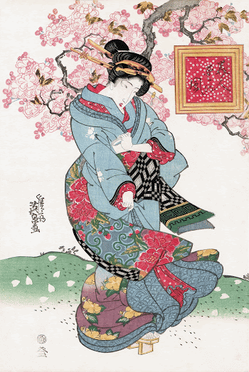 Japanese woman (1828) vintage woodblock | Free Photo Illustration - rawpixel