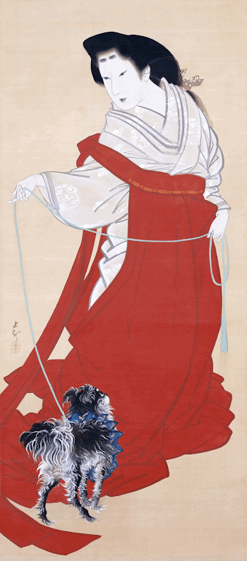 Japanese woman and a dog | Free Photo Illustration - rawpixel