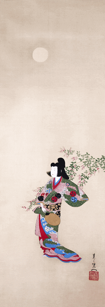 Japanese woman and the moon | Free Photo Illustration - rawpixel