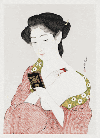 Japanese woman applying powder (1918) | Free Photo Illustration - rawpixel