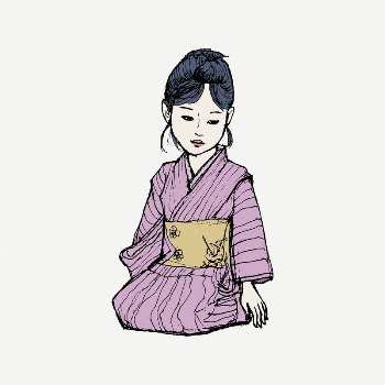 Japanese woman collage element, cartoon | Free PSD Illustration - rawpixel