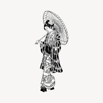 Japanese woman collage element, drawing | Free Vector Illustration - rawpixel