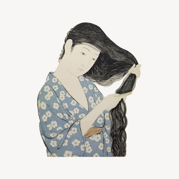 Japanese woman combing hair, vintage | Free Vector - rawpixel