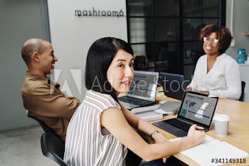 Japanese woman in a business meeting