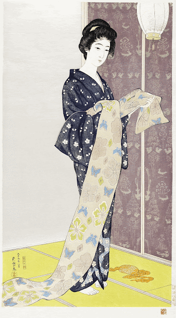 Japanese woman in summer kimono | Free Photo Illustration - rawpixel
