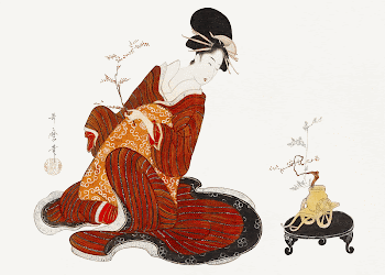 Japanese woman making a flower | Free Photo Illustration - rawpixel