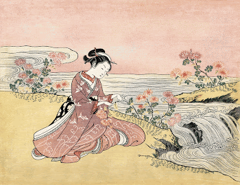 Japanese woman picking chrysanthemum (1725-1770) | Free Photo Illustration - rawpixel