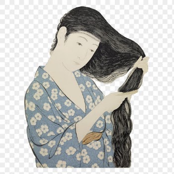 Japanese woman png combing hair, | Free PNG - rawpixel