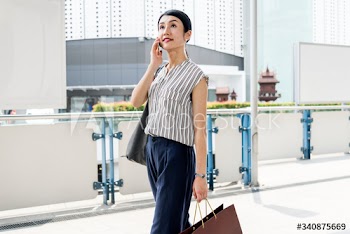 Japanese woman talking on the phone