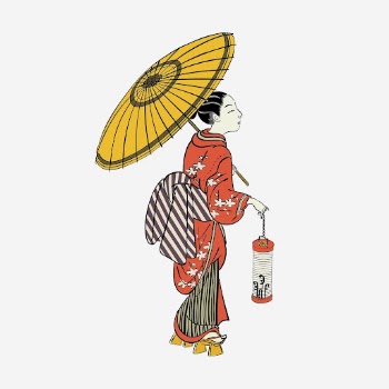 Japanese woman wearing kimono illustration. | Free Photo Illustration - rawpixel