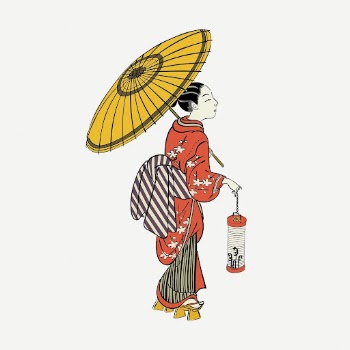 Japanese woman wearing kimono illustration | Free PSD Illustration - rawpixel