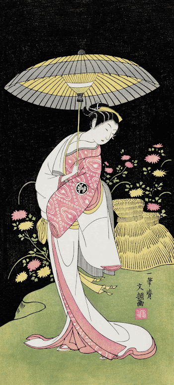 Japanese woman with umbrella (1725-1794) | Free Photo Illustration - rawpixel