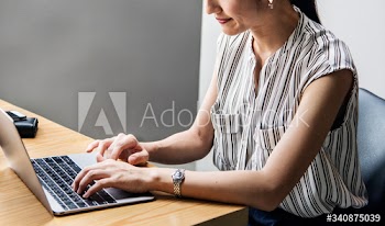 Japanese woman working on a laptop