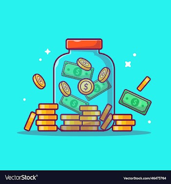 jar with coin and money cartoon