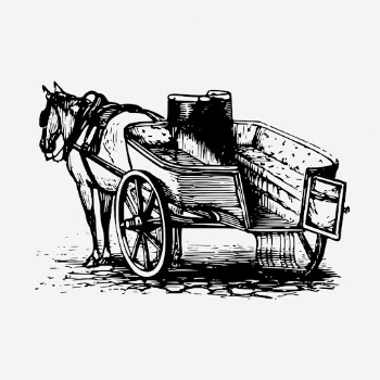 Jaunting car drawing, transportation vintage | Free PSD - rawpixel