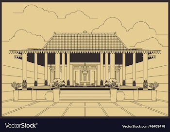 javanese traditional house building line art