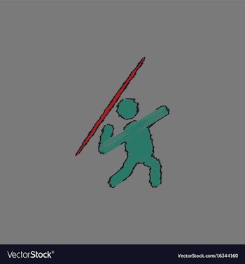 Javelin throwing athlete man - in hatching style vector image