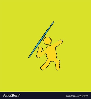 Javelin throwing athlete man - in hatching style vector image