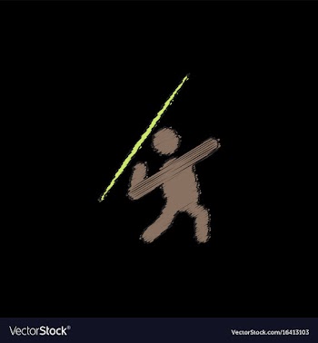 Javelin throwing athlete man - in hatching style vector image